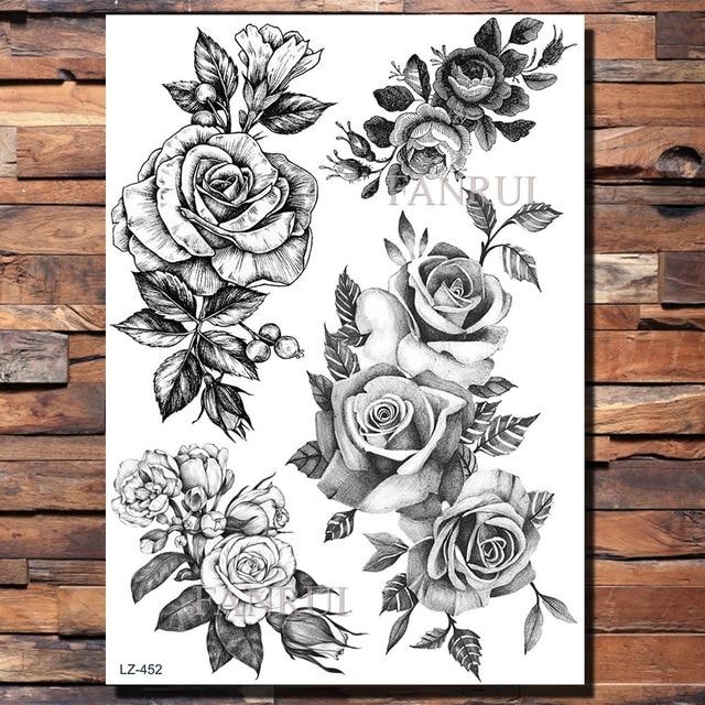 Lace Black Henna Temporary Tattoo Sticker Owl Mandala Waterproof Fake Tattoo Body Art Women 20x15CM Mehndi Bracelet Tatoo Paste