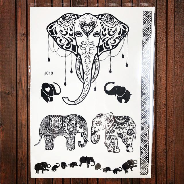 Lace Black Henna Temporary Tattoo Sticker Owl Mandala Waterproof Fake Tattoo Body Art Women 20x15CM Mehndi Bracelet Tatoo Paste