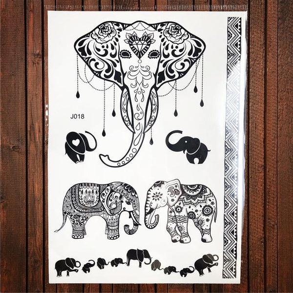 Lace Black Henna Temporary Tattoo Sticker Owl Mandala Waterproof Fake Tattoo Body Art Women 20x15CM Mehndi Bracelet Tatoo Paste