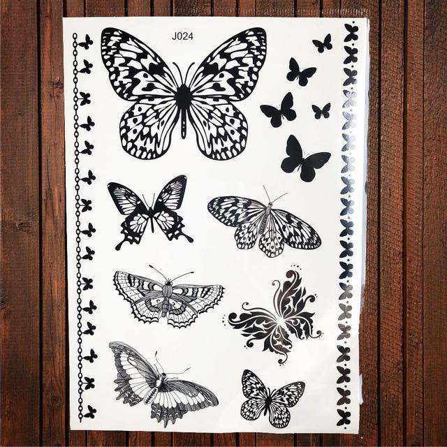 Lace Black Henna Temporary Tattoo Sticker Owl Mandala Waterproof Fake Tattoo Body Art Women 20x15CM Mehndi Bracelet Tatoo Paste