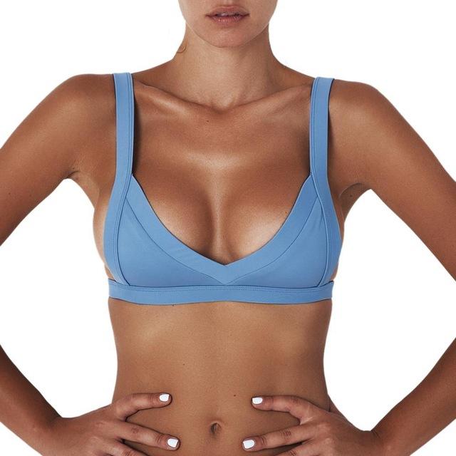 Summer Sexy Women Bandage Bikini Tops Push-up Pure Color Trianglr Bra Swimwear Swimsuit Bathing Beachwear
