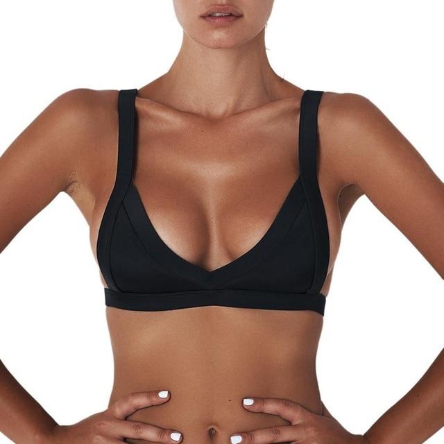 Summer Sexy Women Bandage Bikini Tops Push-up Pure Color Trianglr Bra Swimwear Swimsuit Bathing Beachwear