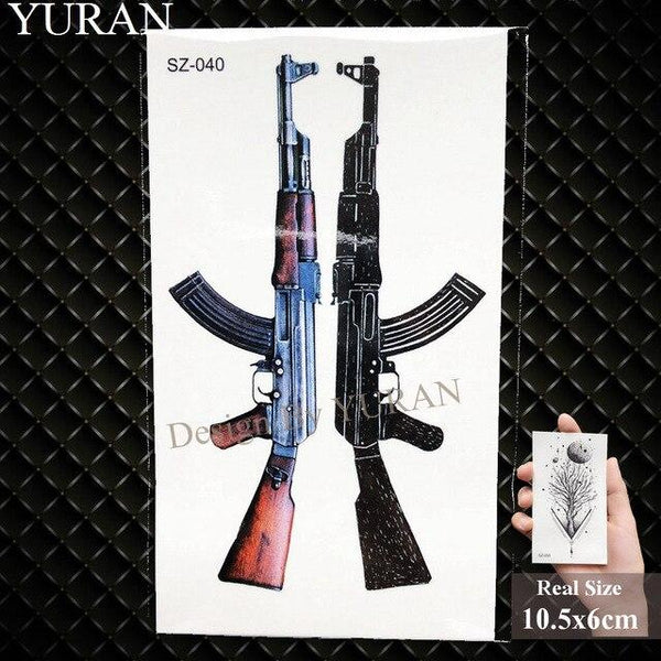 Children Cartoon Temporary Tattoo Sticker Men Gun AK47 Waterproof Fake Black Lines Flower Mountain Cute Tattoo Women Kids Planet
