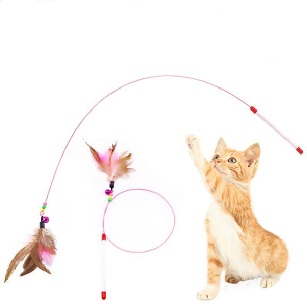 100cm Length High Quality Pet Cat Toy With Bell Newly Design Bird Feather Plush Plastic Toy for Cats Cat Catcher Teaser Toy