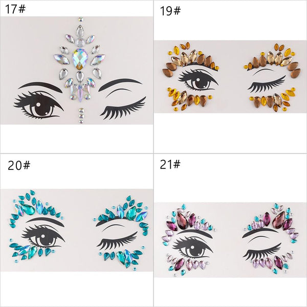 Adhesive Face Gems Rhinestone Temporary Tattoo Jewels Festival Party Body Glitter Stickers Flash Temporary Tattoos Sticker