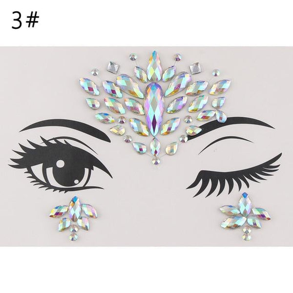 Adhesive Face Gems Rhinestone Temporary Tattoo Jewels Festival Party Body Glitter Stickers Flash Temporary Tattoos Sticker