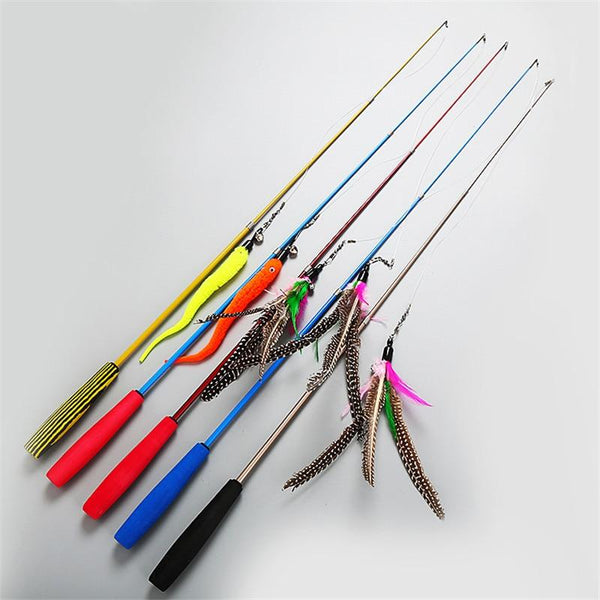Pearl feather Pet Cat Toys Funny Cat Telescopic rod Teaser Rod Wand Interactive Toys Funny stick Cat Supplies