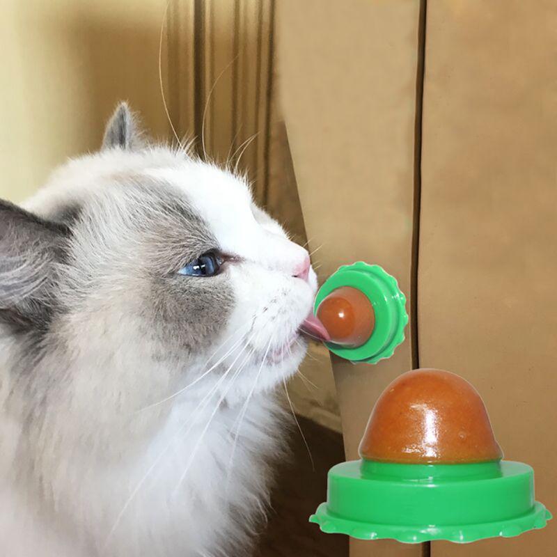 Cat Treats Energy Ball with Natural Catnip Cat Snack Licking Sugar Snacks Ball with Sucker Cat Licking Ball Cat Toy Pet Supplies