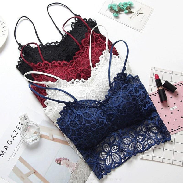 Female Bralette Lingerie Woman Intimates Sexy Floral Lace BH Bras for Women Full Cup Embroidery Solid Colour Padded Push-up Bra