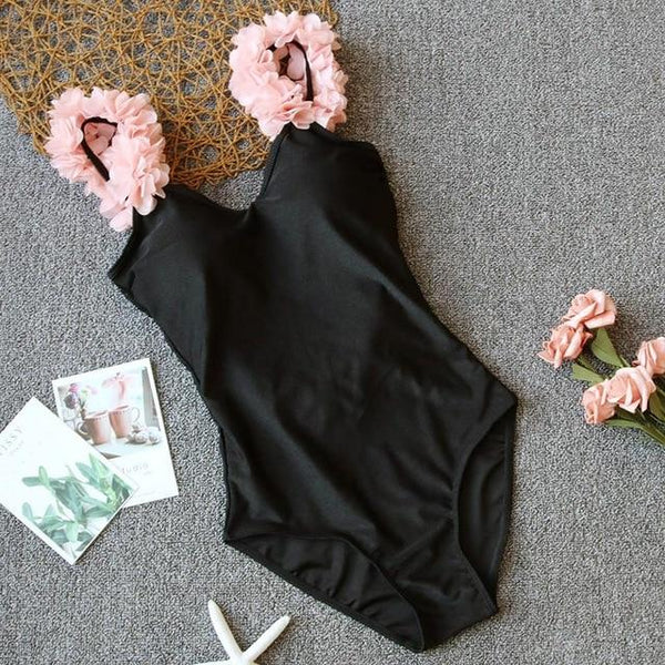 2019 Sexy One Piece Swimsuit Women 3D Flower Bodysuit Backless Monokini Swimwear Female Bathing Suit Solid Beachwear