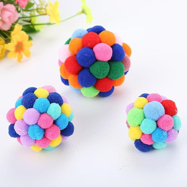 5/6/7cm Pet Cat Toy Ball Colorful Handmade Bells Bouncy Ball Built-In Catnip Interactive Toy for Cat Playing Chew Supplier #Y