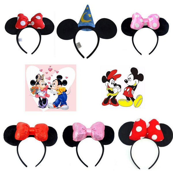 Disney Minnie Mickey Mouse Headdress Headwear Hair Accessories Kawaii Lovely Cute Soft Plush Toys For Children Kid Birthday Gift