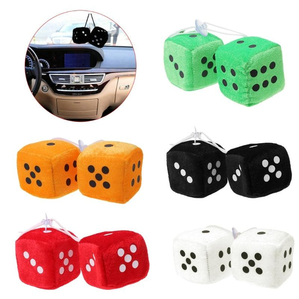 1 Pair Fuzzy Dice Dots Rear View Mirror Hanger Decoration Car Pendant Styling Accessorie