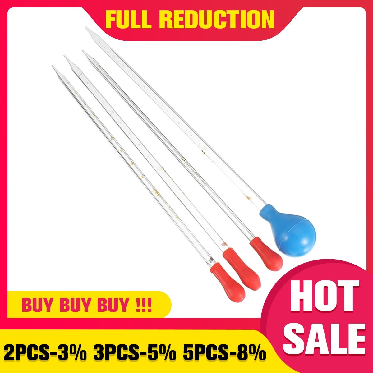 Kicute 1pc Glass Transfer Scale Pipette With Rubber Cap Dropper 4 Size 1/2/5/10ML Transfer Pipette School Laboratory Supplies