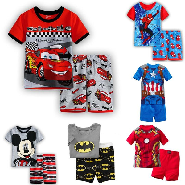 Children's Pajamas Summer Short-sleeved tshirt + shorts sports set Kids Pyjamas Boys Girls Pajamas Baby Sleepers Sleepwear 2-7T