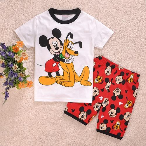 Children's Pajamas Summer Short-sleeved tshirt + shorts sports set Kids Pyjamas Boys Girls Pajamas Baby Sleepers Sleepwear 2-7T