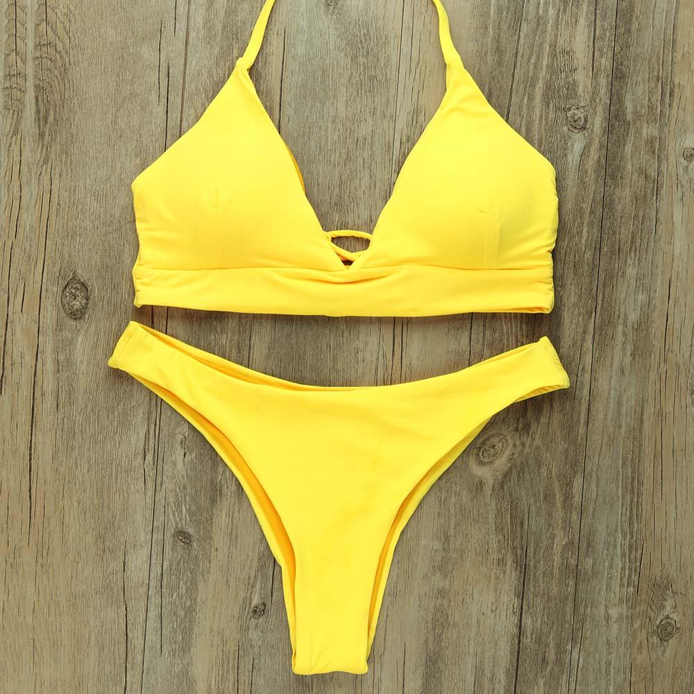 Sexy Bikinis Women 2019 Brazilian Swimsuit Solid Bathing Suit Strape Push Up Swimwear Female Mayo Beach Bathers
