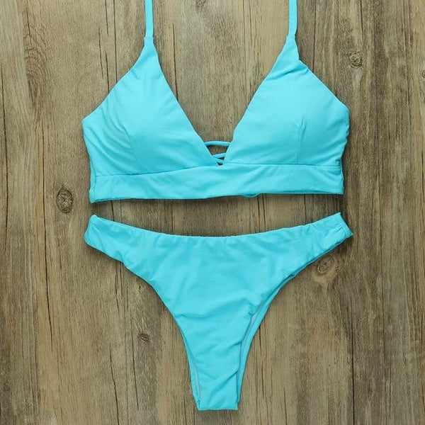 Sexy Bikinis Women 2019 Brazilian Swimsuit Solid Bathing Suit Strape Push Up Swimwear Female Mayo Beach Bathers