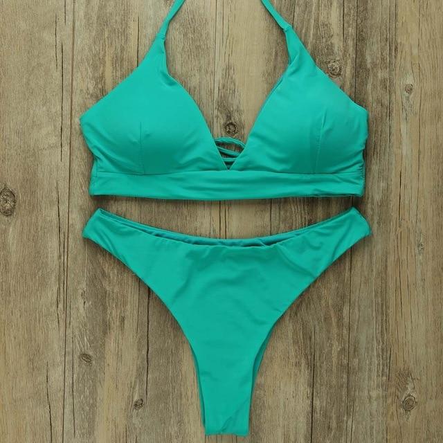 Sexy Bikinis Women 2019 Brazilian Swimsuit Solid Bathing Suit Strape Push Up Swimwear Female Mayo Beach Bathers