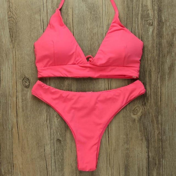 Sexy Bikinis Women 2019 Brazilian Swimsuit Solid Bathing Suit Strape Push Up Swimwear Female Mayo Beach Bathers
