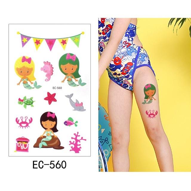 Glaryyears 1 Sheet Temporary Tattoo Sticker Fashion Fake Tatoo Mermaid Flash Tatto Waterproof Small Body Art Children 21 Designs