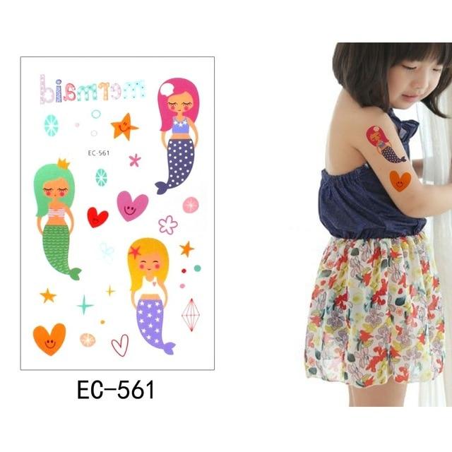 Glaryyears 1 Sheet Temporary Tattoo Sticker Fashion Fake Tatoo Mermaid Flash Tatto Waterproof Small Body Art Children 21 Designs