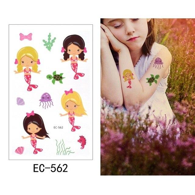 Glaryyears 1 Sheet Temporary Tattoo Sticker Fashion Fake Tatoo Mermaid Flash Tatto Waterproof Small Body Art Children 21 Designs