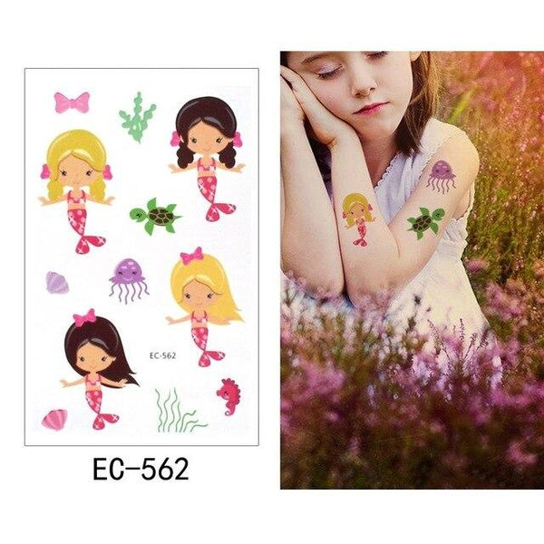 Glaryyears 1 Sheet Temporary Tattoo Sticker Fashion Fake Tatoo Mermaid Flash Tatto Waterproof Small Body Art Children 21 Designs
