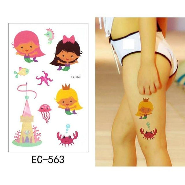 Glaryyears 1 Sheet Temporary Tattoo Sticker Fashion Fake Tatoo Mermaid Flash Tatto Waterproof Small Body Art Children 21 Designs