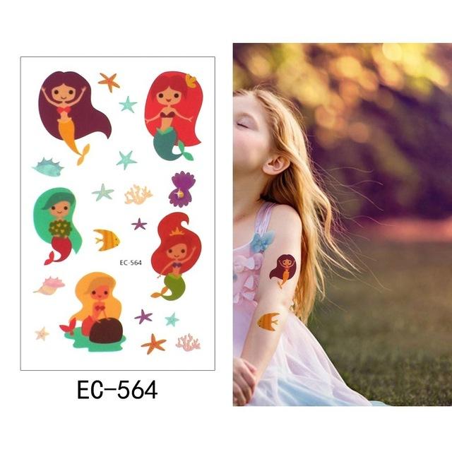Glaryyears 1 Sheet Temporary Tattoo Sticker Fashion Fake Tatoo Mermaid Flash Tatto Waterproof Small Body Art Children 21 Designs