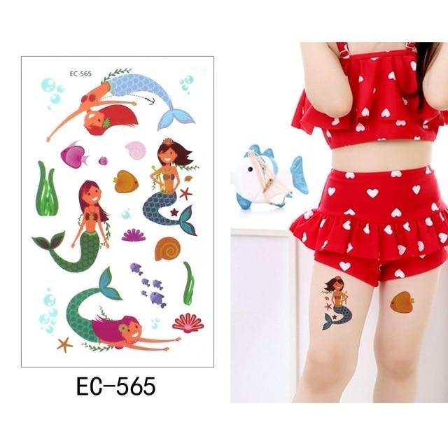 Glaryyears 1 Sheet Temporary Tattoo Sticker Fashion Fake Tatoo Mermaid Flash Tatto Waterproof Small Body Art Children 21 Designs