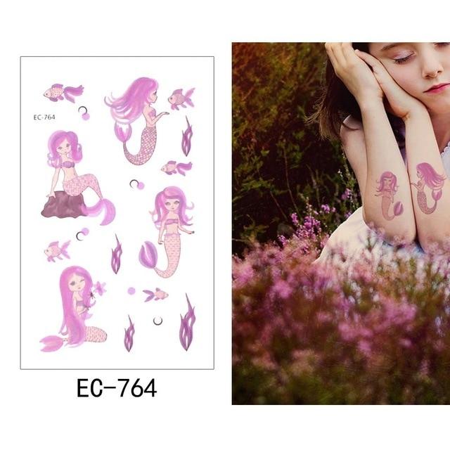 Glaryyears 1 Sheet Temporary Tattoo Sticker Fashion Fake Tatoo Mermaid Flash Tatto Waterproof Small Body Art Children 21 Designs
