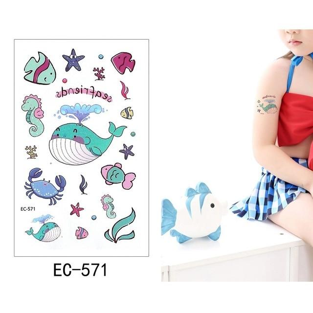 Glaryyears 1 Sheet Temporary Tattoo Sticker Fashion Fake Tatoo Mermaid Flash Tatto Waterproof Small Body Art Children 21 Designs