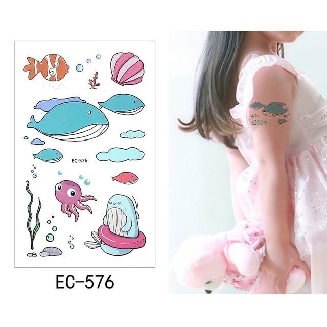 Glaryyears 1 Sheet Temporary Tattoo Sticker Fashion Fake Tatoo Mermaid Flash Tatto Waterproof Small Body Art Children 21 Designs
