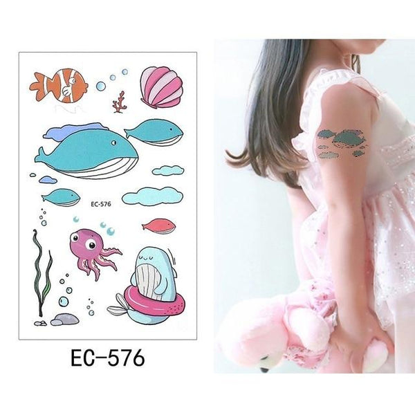 Glaryyears 1 Sheet Temporary Tattoo Sticker Fashion Fake Tatoo Mermaid Flash Tatto Waterproof Small Body Art Children 21 Designs