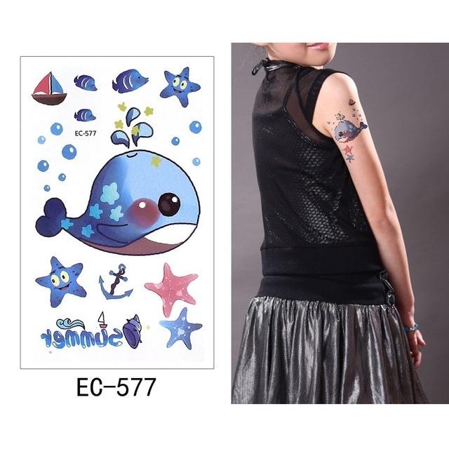 Glaryyears 1 Sheet Temporary Tattoo Sticker Fashion Fake Tatoo Mermaid Flash Tatto Waterproof Small Body Art Children 21 Designs