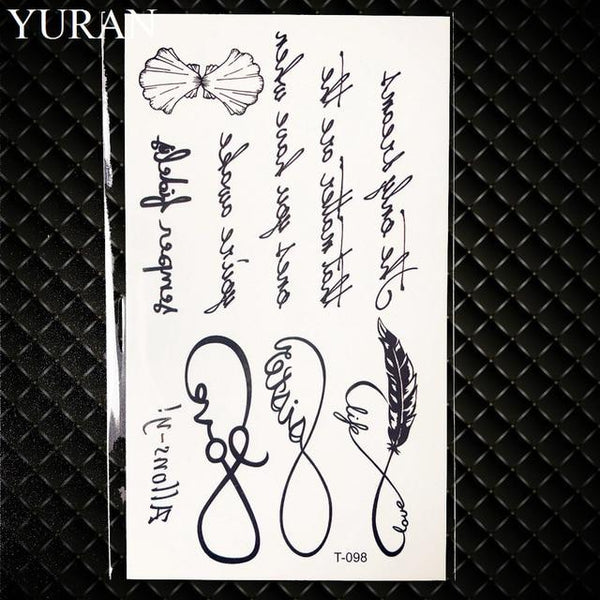 25 Style Black Infinite Temporary Tattoo Stickers Women Hands Fake Tattoo Endless Men Finger Waterproof Tatoos Small Paste