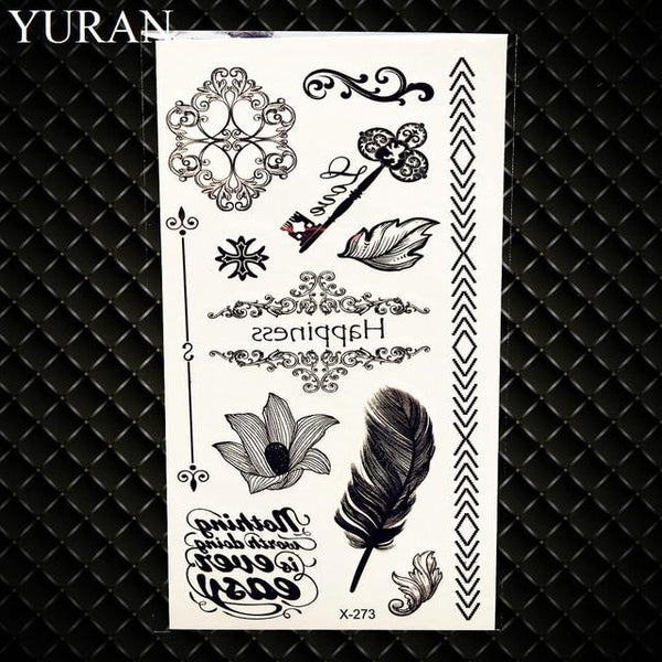 25 Style Black Infinite Temporary Tattoo Stickers Women Hands Fake Tattoo Endless Men Finger Waterproof Tatoos Small Paste