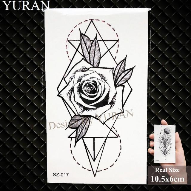 Watercolor Paper Plane Temporary Tattoo Stickers Women Body Art Arm Reed Branch Fake Tatoos Geometry Flower Lavender Tattoo Girl