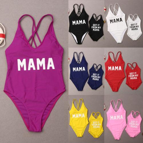 2019 New Mother and Girls One Piece Swimsuit Sweet Mom Daughter Swimwear Swimsuit Bathing suit Monokini Swimming Suit For Family