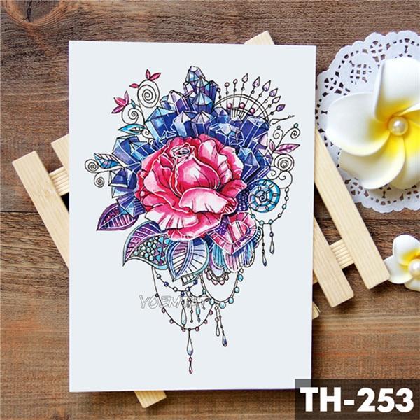 Sketch Flower Blossom Peony Rose Waterproof Temporary Tattoo Sticker Black Tattoos Body Art Arm Hand Girl Women Fake Tatoo