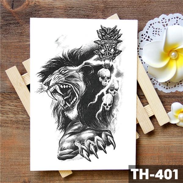 Tiger Skull Leopard dragon Waterproof Temporary Tattoo Sticker Wolf Animals Tattoos Body Art Arm Hand men Fake Tatoo