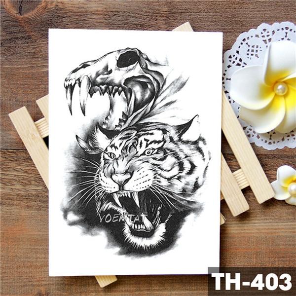 Tiger Skull Leopard dragon Waterproof Temporary Tattoo Sticker Wolf Animals Tattoos Body Art Arm Hand men Fake Tatoo