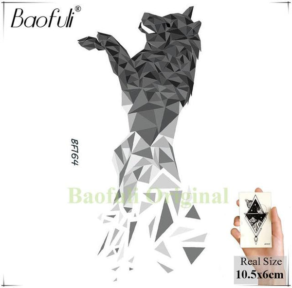 Baofuli Waterproof Temporary Tattoo Geometry Wolf Owl Sticker God Totem Black Tattoos Fake Tatoo Men Arm Body Art Animal