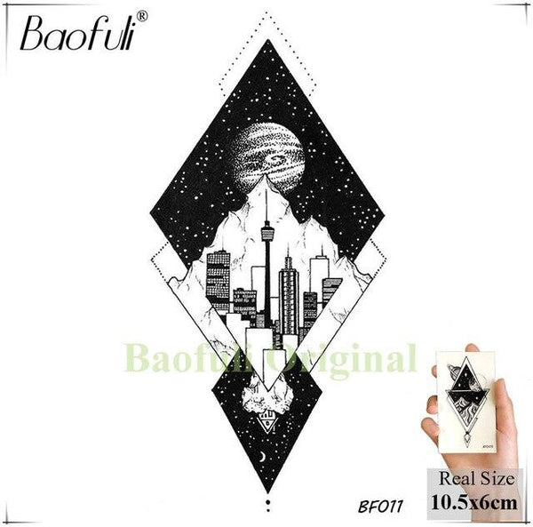 Baofuli Waterproof Temporary Tattoo Geometry Wolf Owl Sticker God Totem Black Tattoos Fake Tatoo Men Arm Body Art Animal