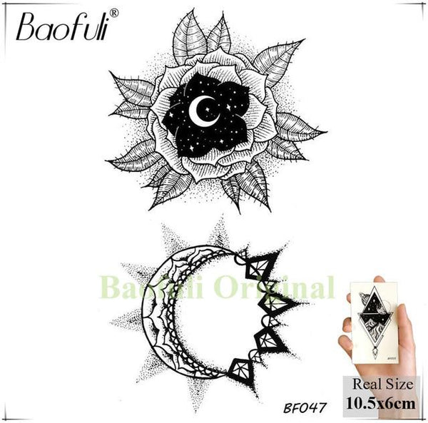 Baofuli Waterproof Temporary Tattoo Geometry Wolf Owl Sticker God Totem Black Tattoos Fake Tatoo Men Arm Body Art Animal