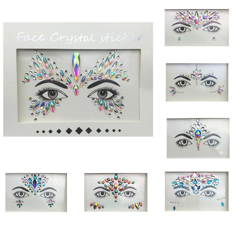 Masquerade Face Decoration DIY Jewelry Acrylic Rhinestone Festival Party Temporary Tattoo Fashion Face Stickers for Women