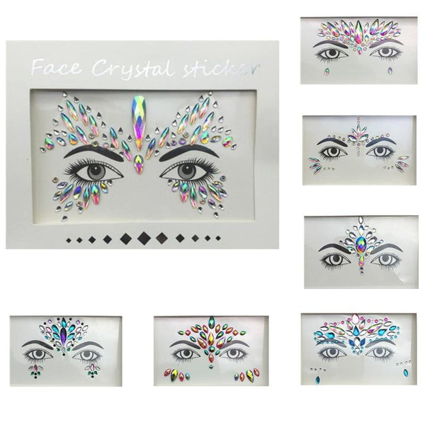 Masquerade Face Decoration DIY Jewelry Acrylic Rhinestone Festival Party Temporary Tattoo Fashion Face Stickers for Women