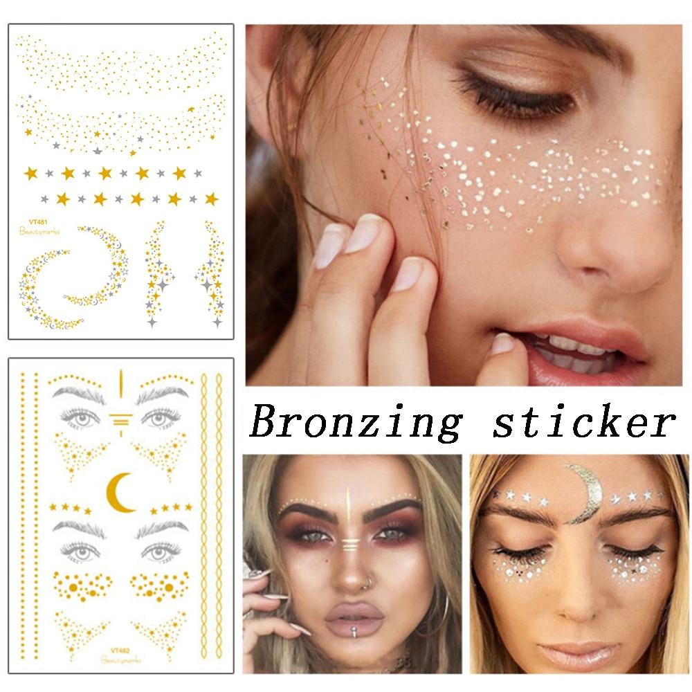 Christmas Halloween Face Gold foil Gold Foil Sticker Tattoo StickersWaterTransfer Sticke 9.14