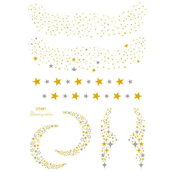Christmas Halloween Face Gold foil Gold Foil Sticker Tattoo StickersWaterTransfer Sticke 9.14